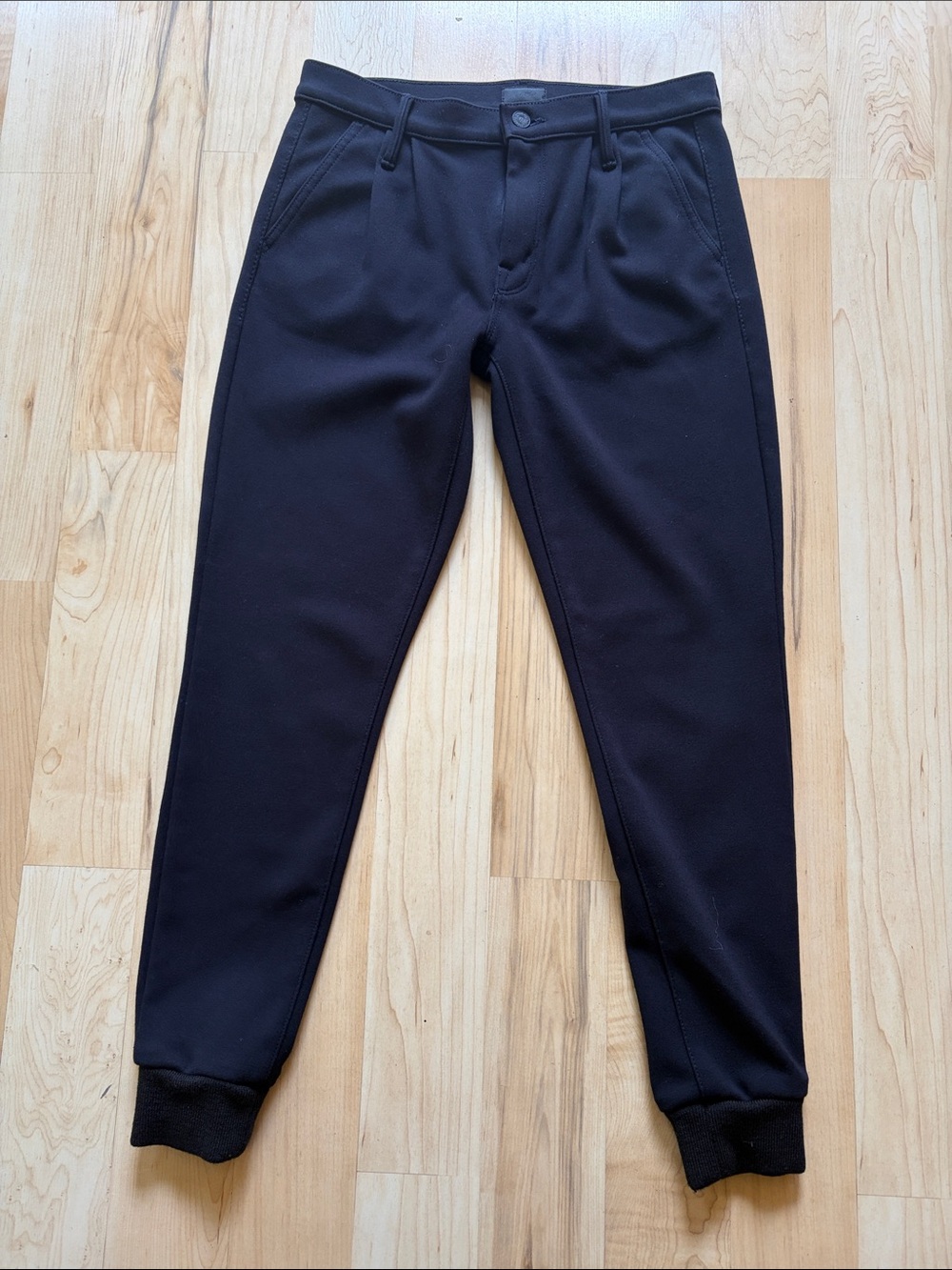 Mother Pleated Trainer Jogger Sample Black Blue Ponte Knit 29